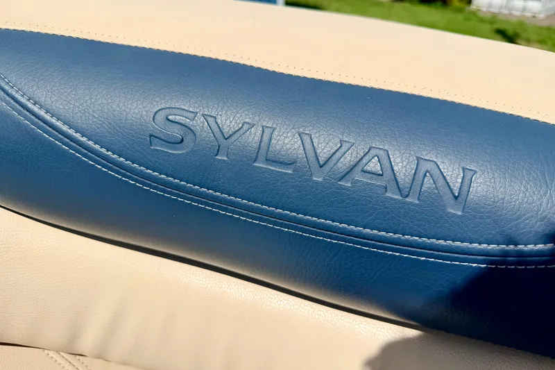 Slide: The Image of Blue and beige Sylvan boat seat from 2018 Sylvan 8522 Mirage Fish. - 76
