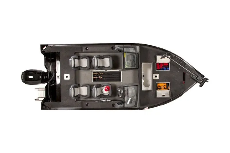 Slide: The Image of Top view of 2027 Lowe Fishing Machine 1625WT boat interior layout. - 6