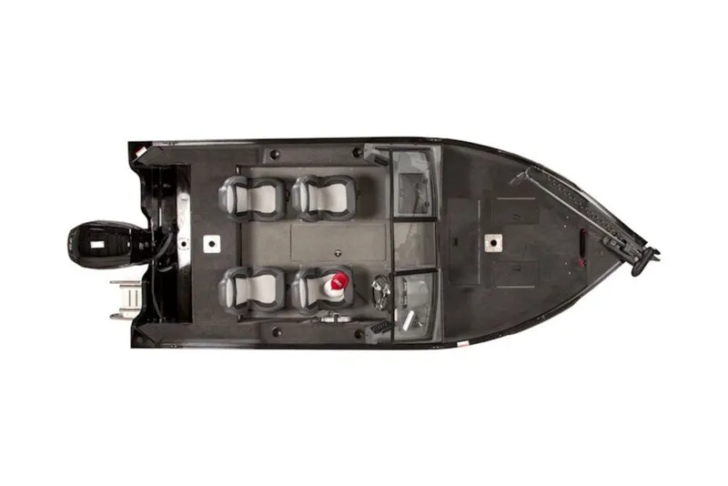 Slide: The Image of Top view of 2027 Lowe Fishing Machine 1625WT boat, showcasing seating and layout. - 7