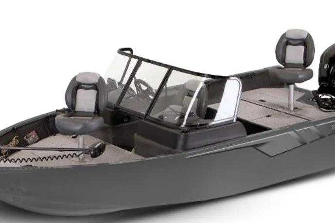 Slide: The Image of 2027 Lowe Fishing Machine 1675WT boat with dual seats and windshield, ideal for fishing adventures. - 62