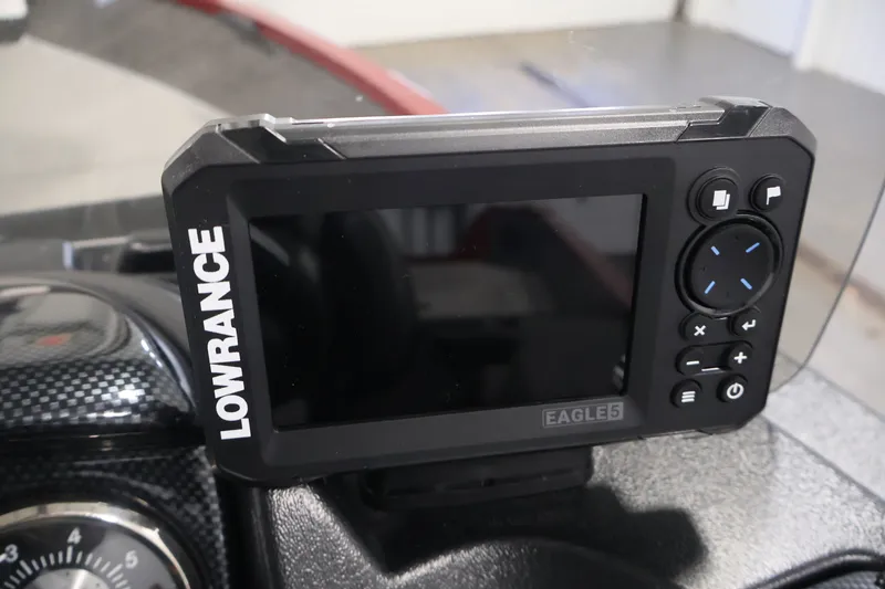 Slide: The Image of Lowrance Eagle 5 fish finder on 2027 Lowe Fishing Machine 1775SC dashboard. - 25