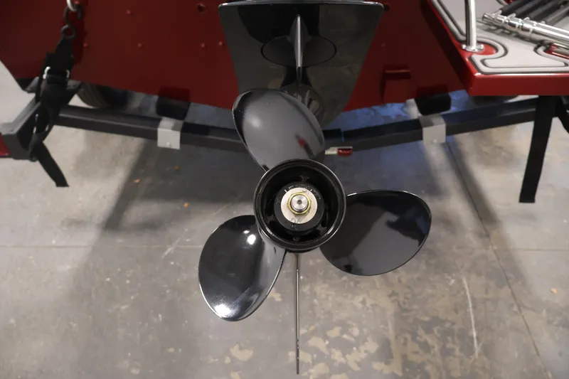 Slide: The Image of Propeller of 2027 Lowe Fishing Machine 1775SC boat, close-up view. - 37