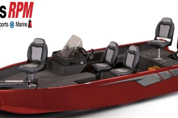 The Image of 2027 Lowe Fishing Machine 1775SC, red boat with seating, ideal for fishing adventures. - 0