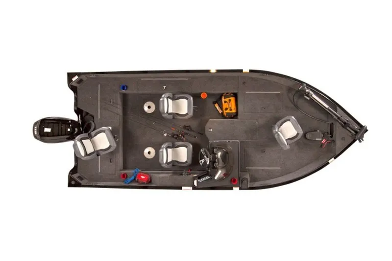 Slide: The Image of Top view of 2027 Lowe Fishing Machine 1775SC boat with seating and equipment layout. - 5