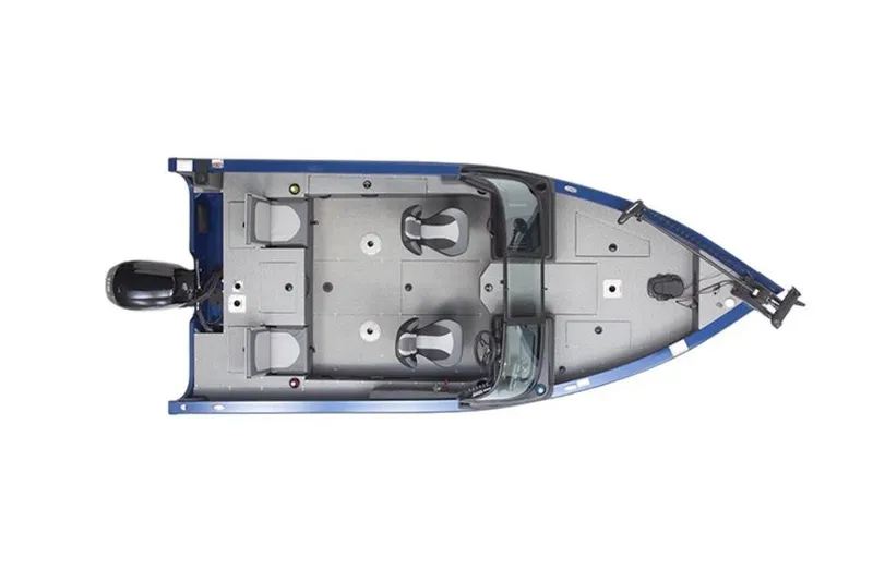 Slide: The Image of Top view of 2026 Lowe Fishing Machine 1875 boat, showcasing seating and layout. - 2