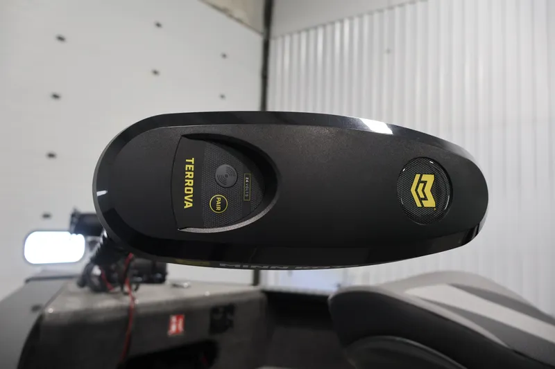 Slide: The Image of Close-up of Terrova trolling motor on 2027 Lowe Fishing Machine 1875 boat. - 9