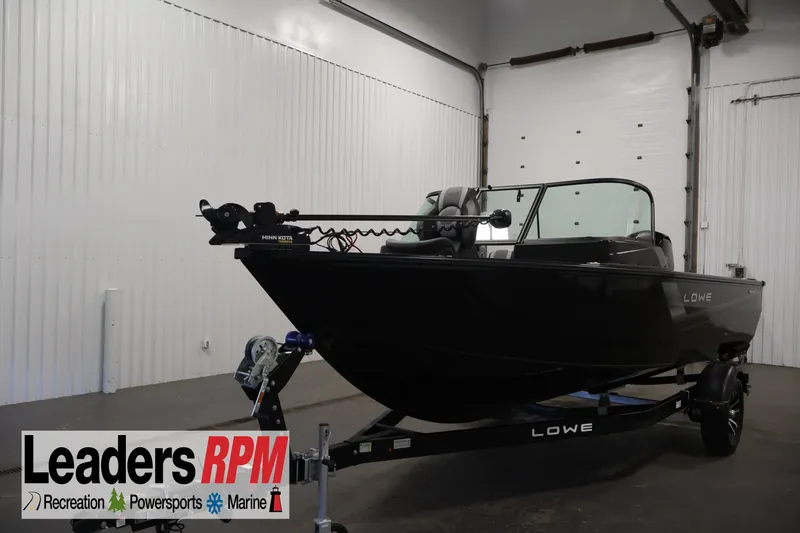 The Image of 2027 Lowe Fishing Machine 1875 boat in showroom, featuring sleek design and modern equipment. - 0