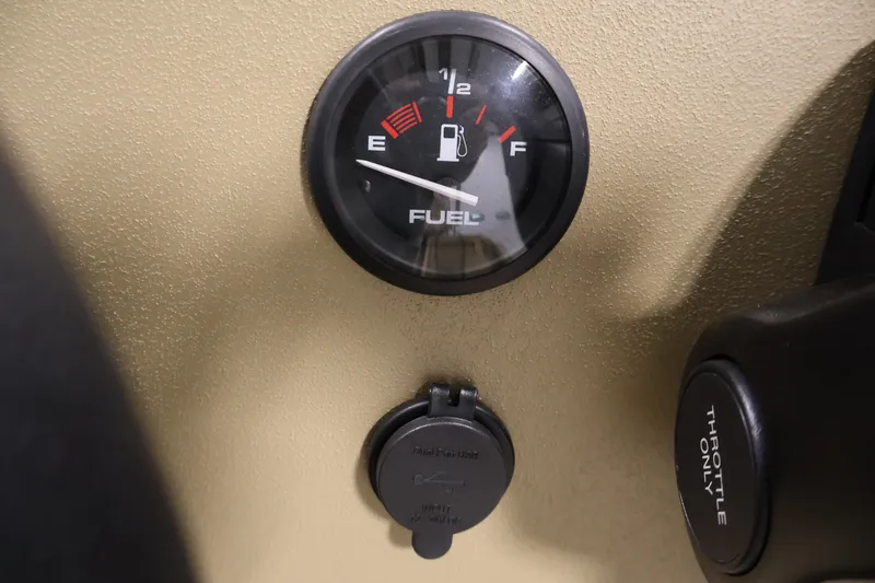 Slide: The Image of Fuel gauge and throttle control on 2027 Lowe Roughneck RX1860 Tunnel Jet boat. - 21