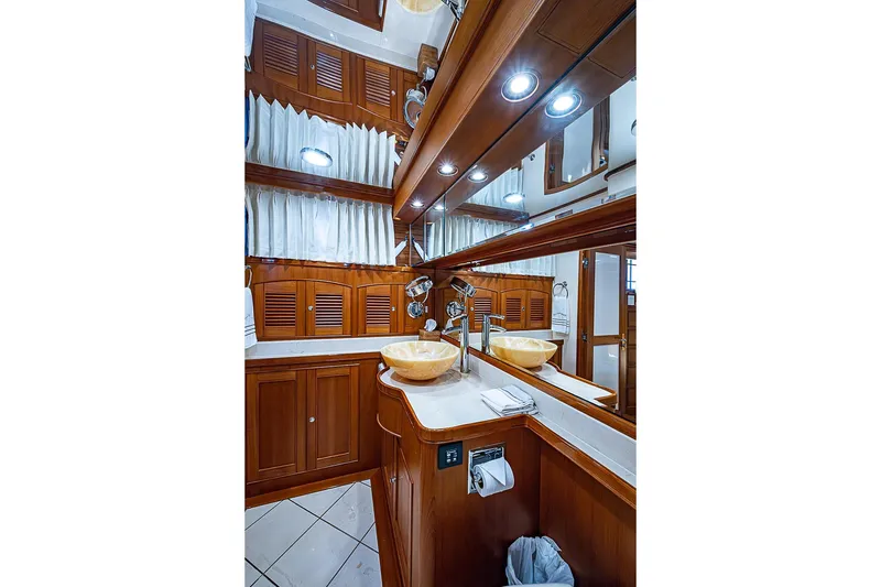 Slide: The Image of Luxurious wooden bathroom interior on 2014 Marlow 80 Explorer yacht. - 46