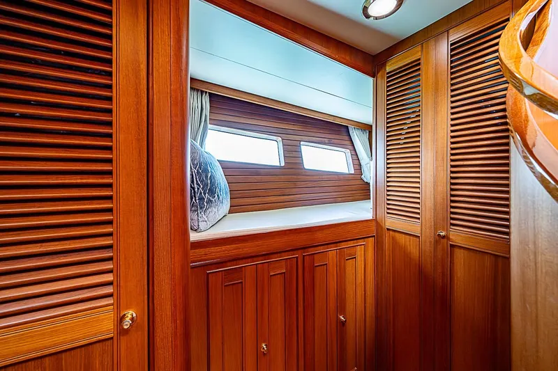 Slide: The Image of Luxurious wooden interior of 2014 Marlow 80 Explorer yacht cabin. - 59