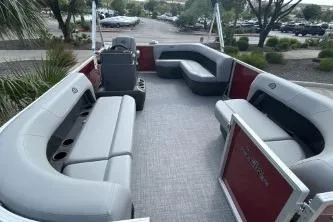 Slide: The Image of 2026 Sun Tracker Party Barge 16 DLX with spacious seating and modern design. - 3