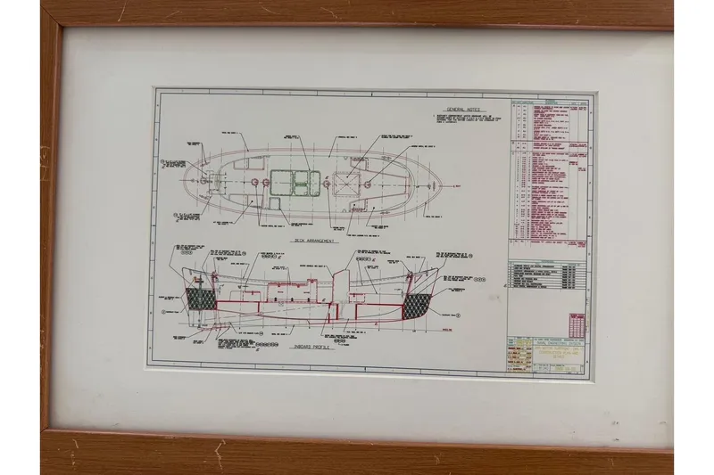 Slide: The Image of Framed technical drawing of a vessel by Ocean Technical Services, 1997. - 26
