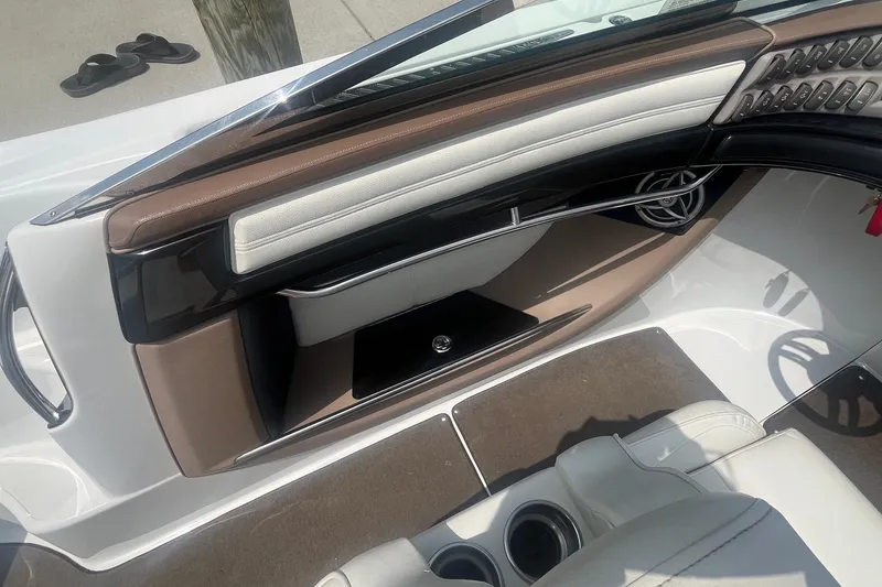 Slide: The Image of Interior of a 2007 Cobalt 343 boat, featuring sleek design and comfortable seating. - 18