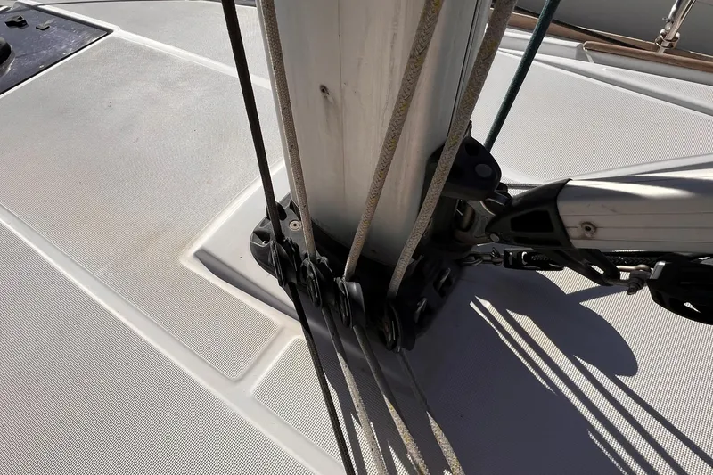 Slide: The Image of Close-up of Jeanneau Sun Odyssey 379 sailboat rigging, 2015 model. - 29