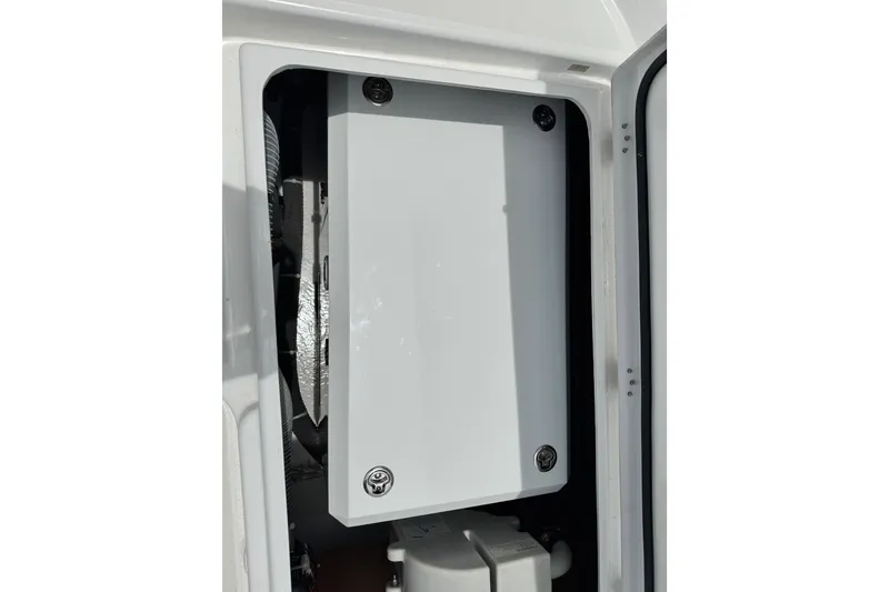 Slide: The Image of Electrical panel inside a 2025 Lagoon 46 yacht, showcasing modern design and functionality. - 35