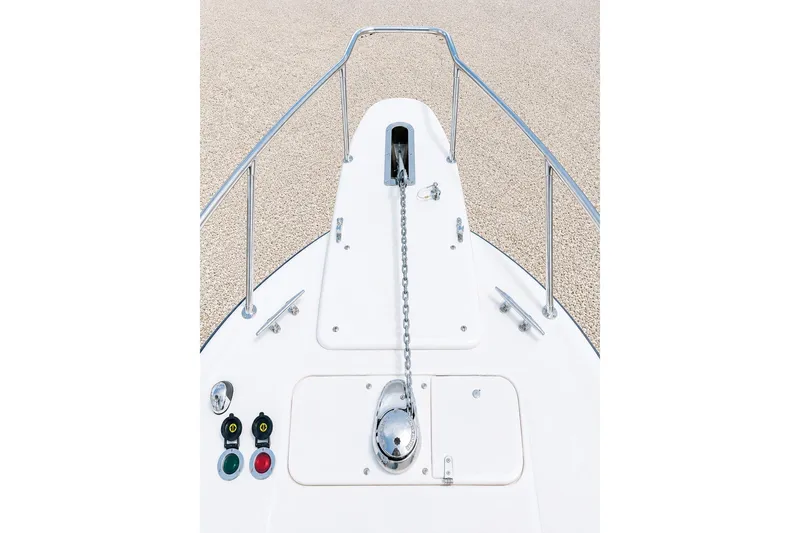Slide: The Image of Bow view of 2007 Grady-White Marlin 300 boat with anchor chain and controls. - 6
