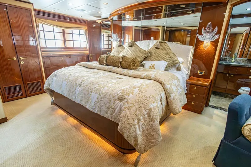 Slide: The Image of Luxurious bedroom interior of 2008 Hargrave Enclosed Skylounge MY yacht with elegant decor. - 20