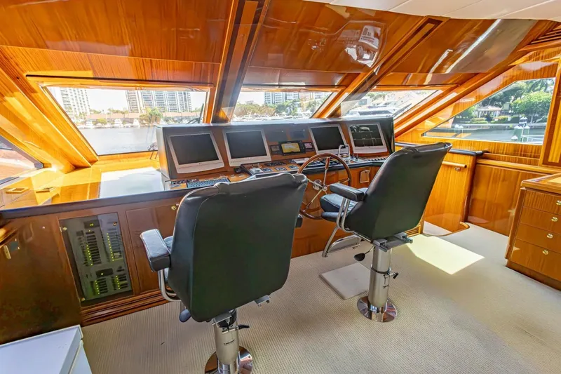 Slide: The Image of Luxurious helm of 2008 Hargrave Enclosed Skylounge MY yacht with panoramic windows. - 36