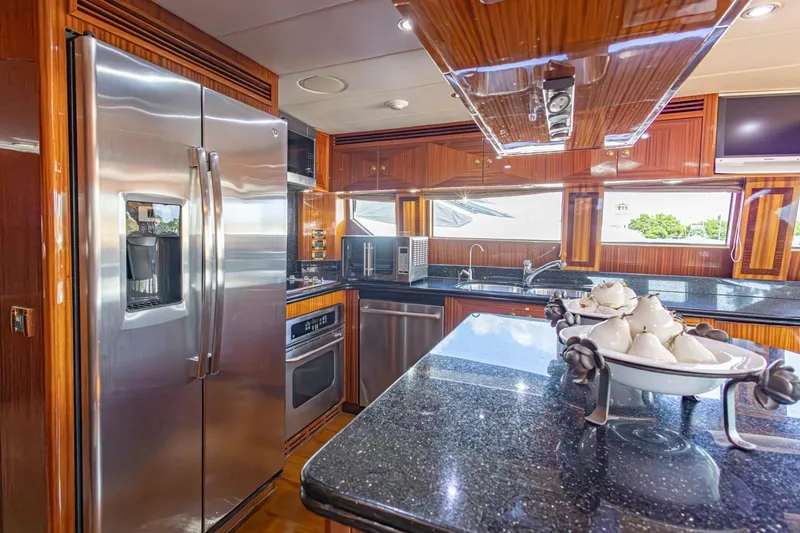 Slide: The Image of Luxurious kitchen interior of 2008 Hargrave Enclosed Skylounge MY yacht with modern appliances. - 17