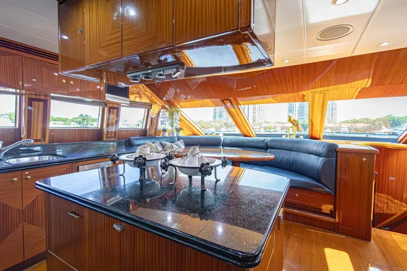 Slide: The Image of Luxurious interior of 2008 Hargrave Enclosed Skylounge MY yacht with elegant wood finishes. - 12