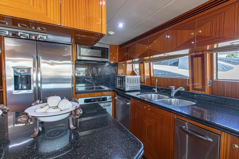 Slide: The Image of Luxurious kitchen interior of 2008 Hargrave Enclosed Skylounge MY yacht with modern appliances. - 14