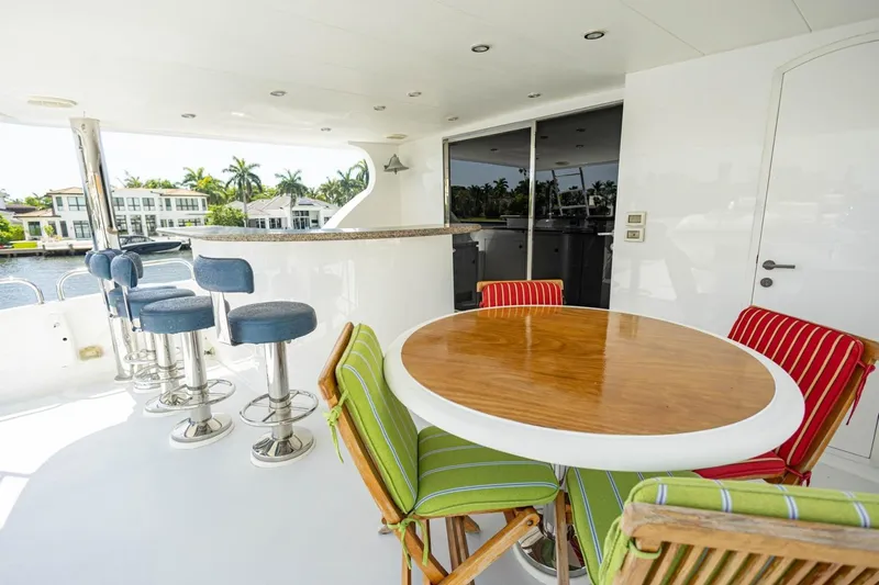 Slide: The Image of Luxurious 2008 Hargrave Enclosed Skylounge MY yacht deck with seating and bar area. - 49