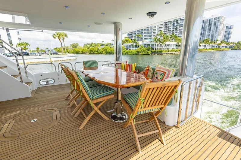Slide: The Image of Luxurious deck of 2008 Hargrave Enclosed Skylounge MY yacht with elegant seating and scenic water view. - 45