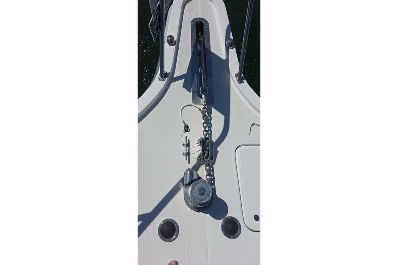 Slide: The Image of Bow of 2004 Tiara Yachts 4000 Express with anchor chain and winch system. - 42