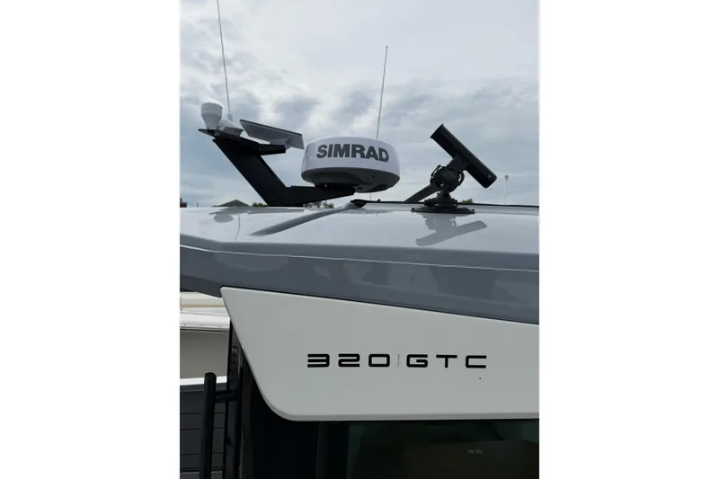 Slide: The Image of 2025 Saxdor 320 GTC boat with Simrad radar equipment on the roof. - 35