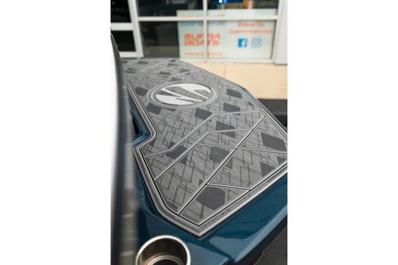Slide: The Image of 2024 Tigé Z5 boat deck with geometric pattern and logo detail. - 15