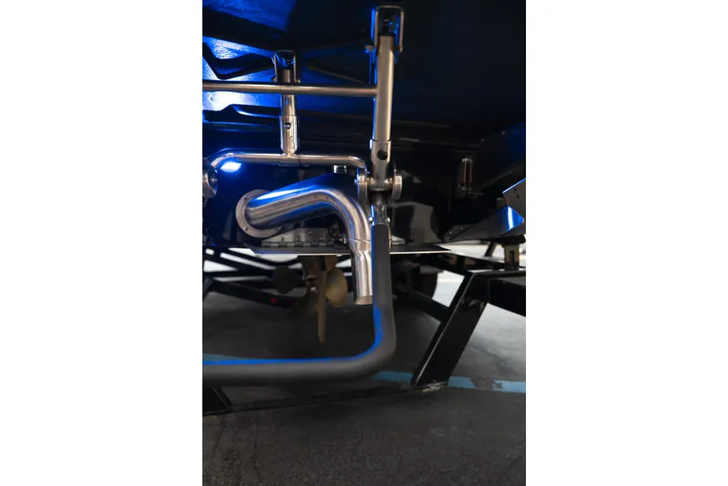 Slide: The Image of 2024 Tigé Z5 boat underside with stainless steel exhaust and propeller. - 7