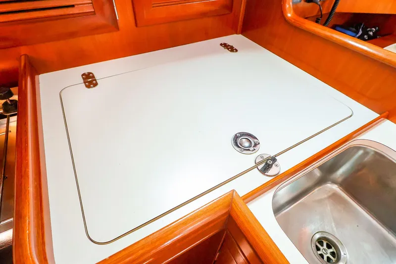 Slide: The Image of Beneteau Oceanis Clipper 361 galley with sink and storage, 2002 model. - 51