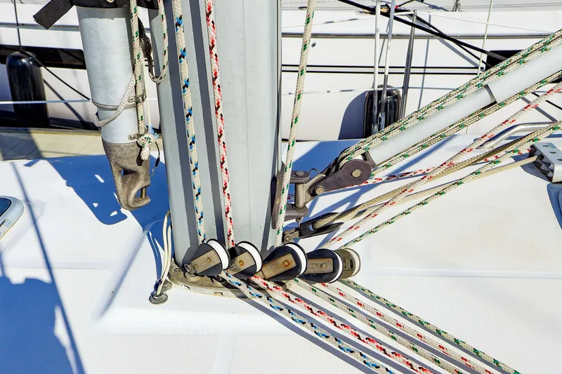 Slide: The Image of Close-up of rigging on a 2002 Beneteau Oceanis Clipper 361 sailboat. - 24
