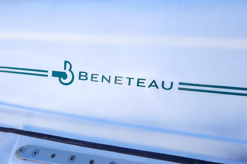 Slide: The Image of Beneteau Oceanis Clipper 361, 2002 model, logo on white boat surface. - 35