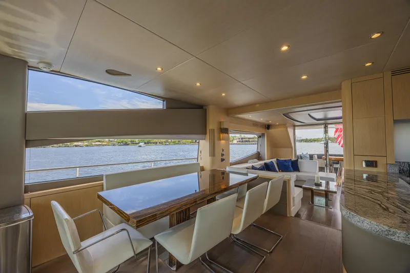 Slide: The Image of Luxurious interior of 2017 Sunseeker 75 Yacht with elegant dining and seating area. - 28