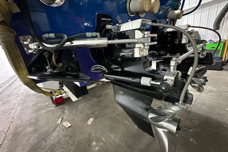 Slide: The Image of Rear view of a 2000 Cigarette 42' Tiger boat with Mercury Racing engines. - 5