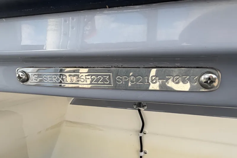 Slide: The Image of 2023 Sea Ray SPX 210 Outboard identification plate with serial number. - 65