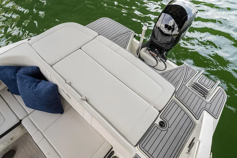 Slide: The Image of Manufacturer Provided Image: 2023 Sea Ray SPX 210 OB boat with outboard motor and cushioned seating. - 10