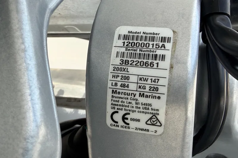 Slide: The Image of Label on Mercury Marine engine, model 200XL, 200 HP, for 2023 Sea Ray SPX 210 Outboard. - 66