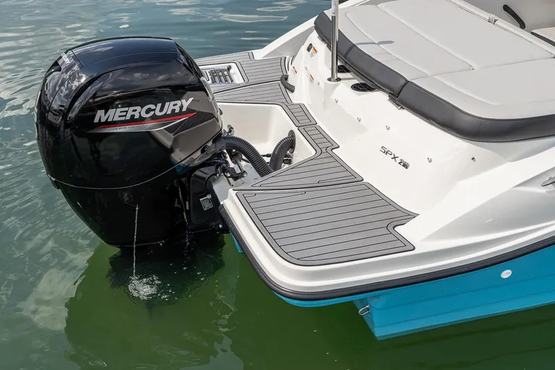 Slide: The Image of Manufacturer Provided Image: 2023 Sea Ray SPX 210 OB boat with Mercury outboard motor on water. - 9
