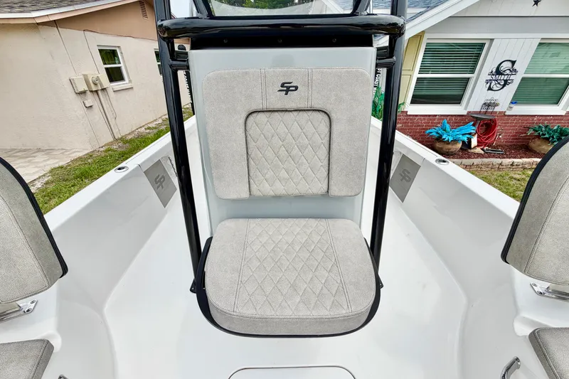 Slide: The Image of 2025 Sea Pro 230 Bay boat seat with diamond-pattern upholstery. - 10
