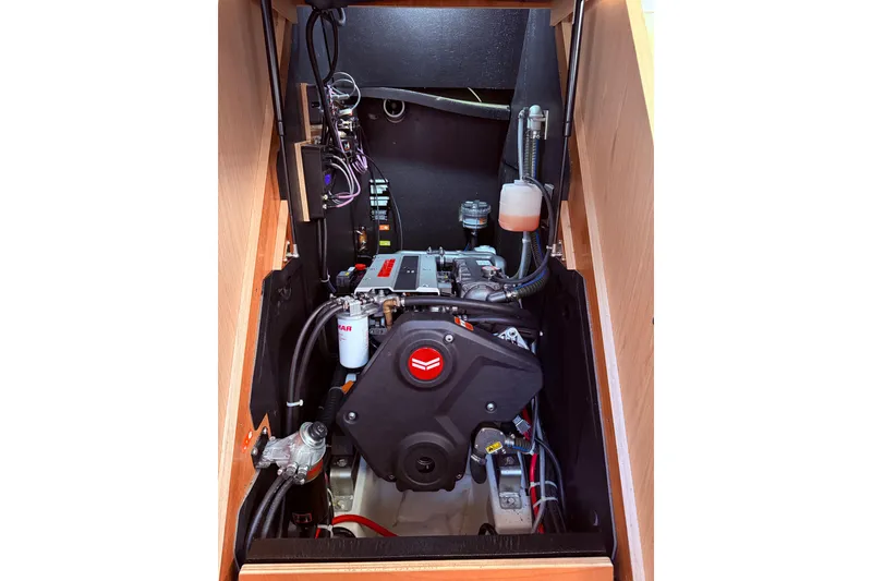 Slide: The Image of Engine compartment of 2022 Beneteau Oceanis Yacht 54, showcasing modern marine engineering. - 97