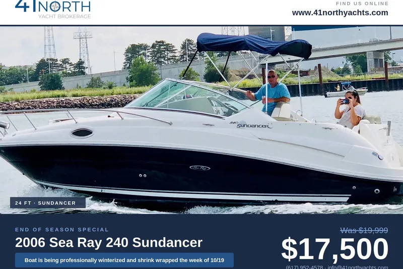 The Image of 2006 Sea Ray 240 Sundancer boat on water, end-of-season special price, $17,500. - 0