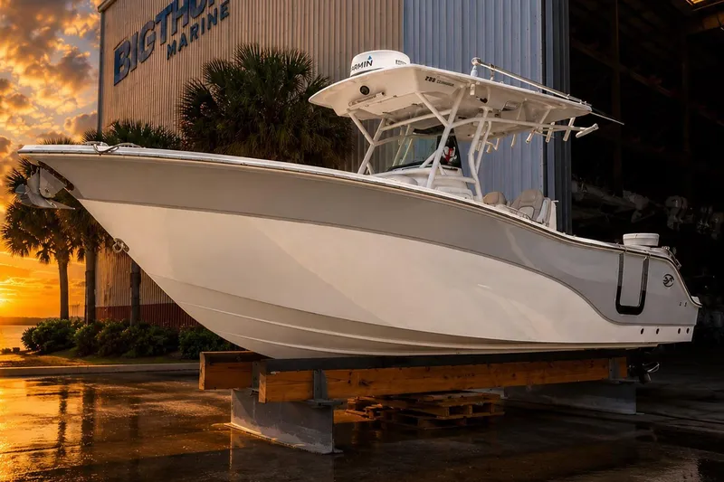 The Image of Sea Fox 228 Commander 2002 boat at marina during sunset. - 1