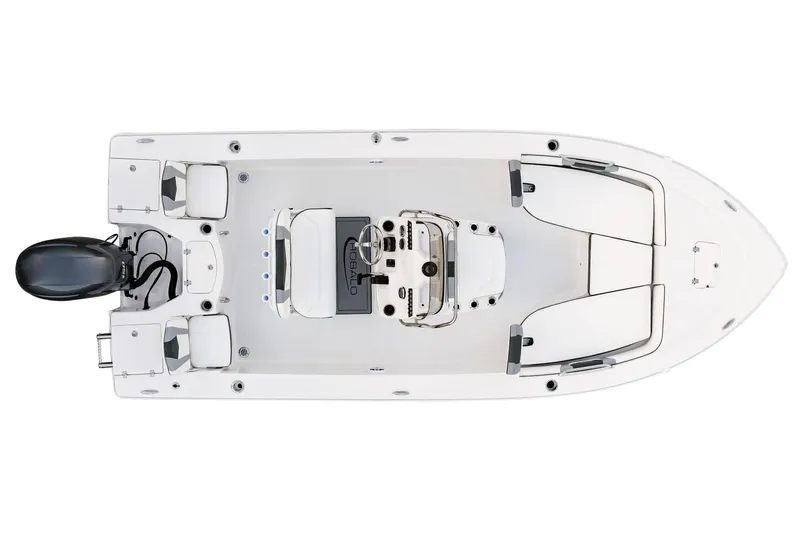 Slide: The Image of Manufacturer Provided Image: Top view of 2023 Robalo 206 Cayman boat with outboard motor. - 11