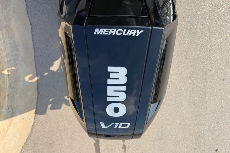 Slide: The Image of Mercury 350 V10 outboard engine on a 2024 Regency 250 DL3 boat. - 15