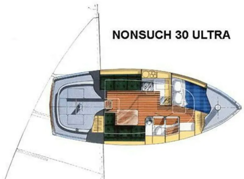 Slide: The Image of Floor plan of 1989 Nonsuch 30 Ultra sailboat, showcasing interior layout and design. - 114