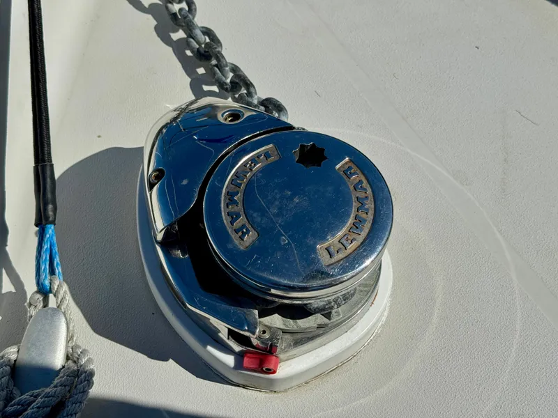 Slide: The Image of Anchor windlass on 1989 Nonsuch 30 Ultra sailboat deck. - 14