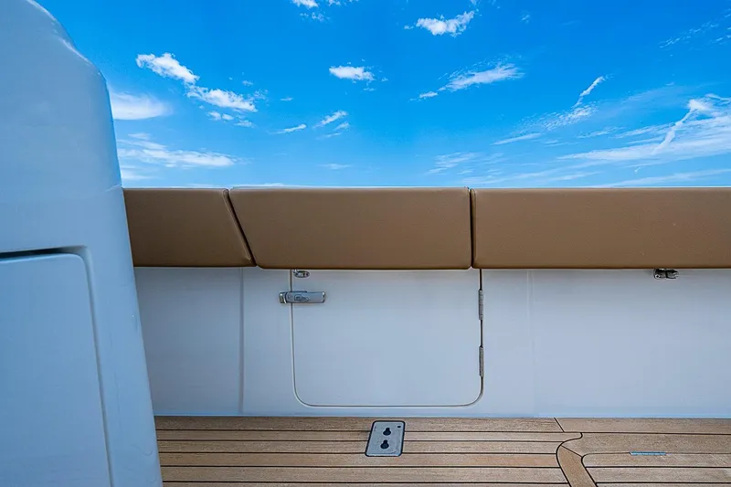 Slide: The Image of Gulf Crosser 52 yacht deck with blue sky, 2021 model. - 31