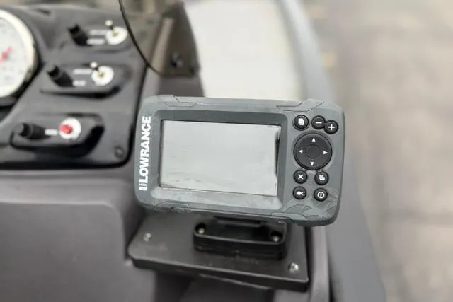 Slide: The Image of Lowrance fish finder on 2023 Tracker Pro 170 boat dashboard. - 27